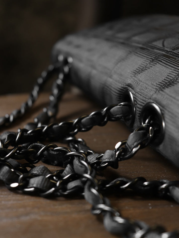 美品 CHANEL シャネル ニュートラベルライン チョコバー チェーンショルダーバッグ ナイロン ココ ブラック 黒