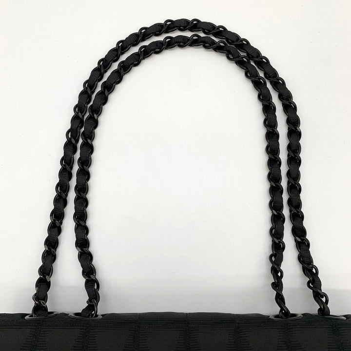 美品 CHANEL シャネル ニュートラベルライン チョコバー チェーンショルダーバッグ ナイロン ココ ブラック 黒