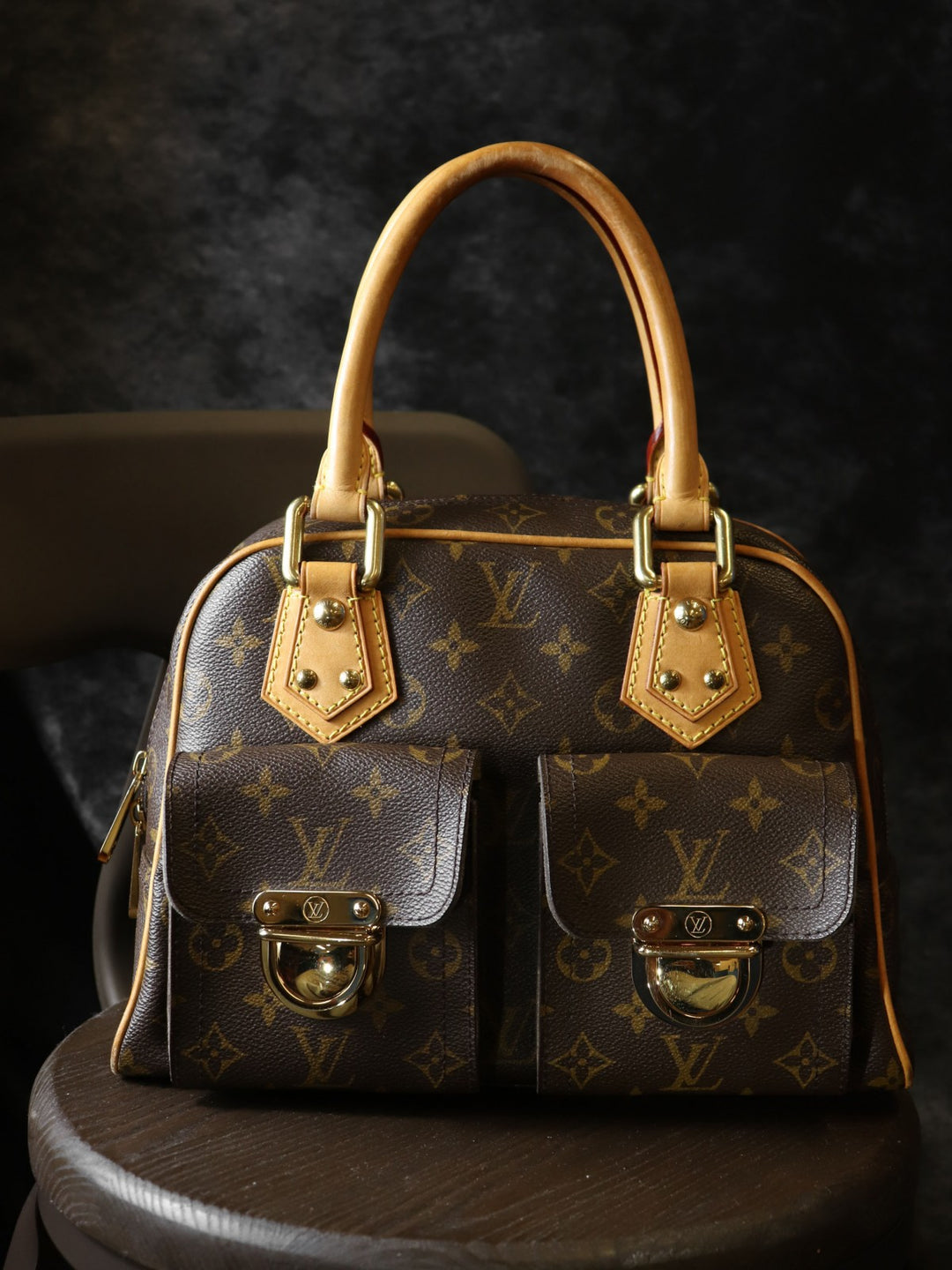 LOUIS VUITTON ルイ・ヴィトン マンハッタンPM M40026 ハンドバッグ モノグラムキャンバス ブラウン
