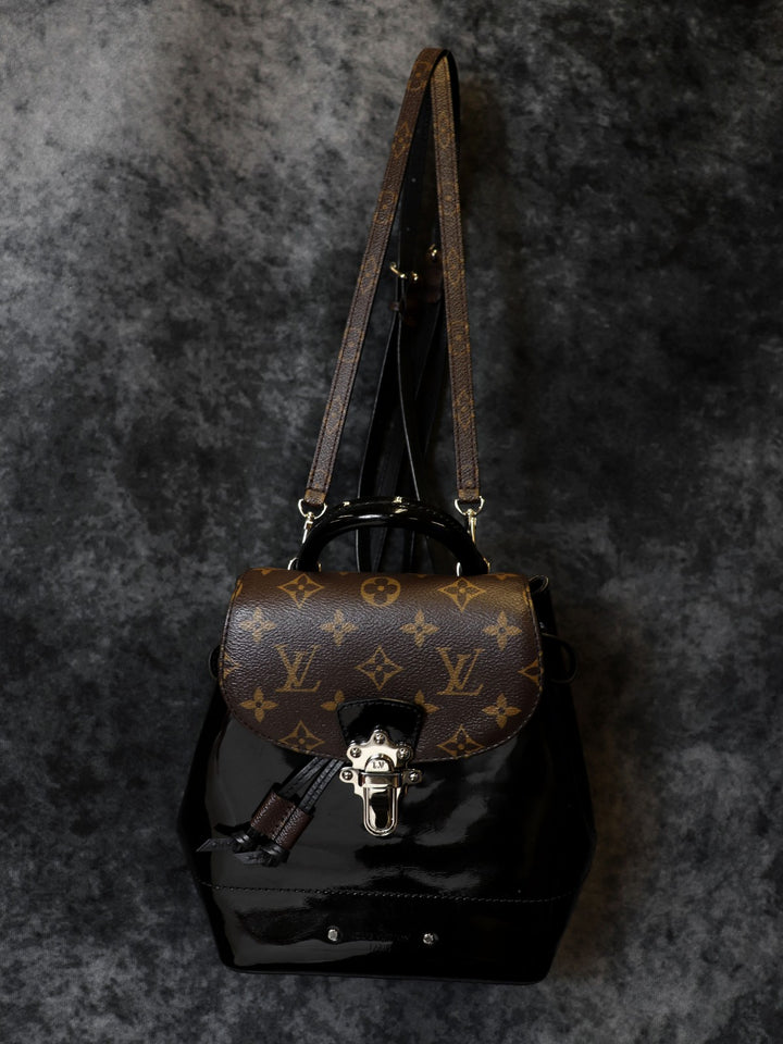 LOUIS VUITTON ルイ・ヴィトン M55769 ホットスプリングス リュック デイパック ハンドバッグ 2way ブラウン ヴェルニ×モノグラム