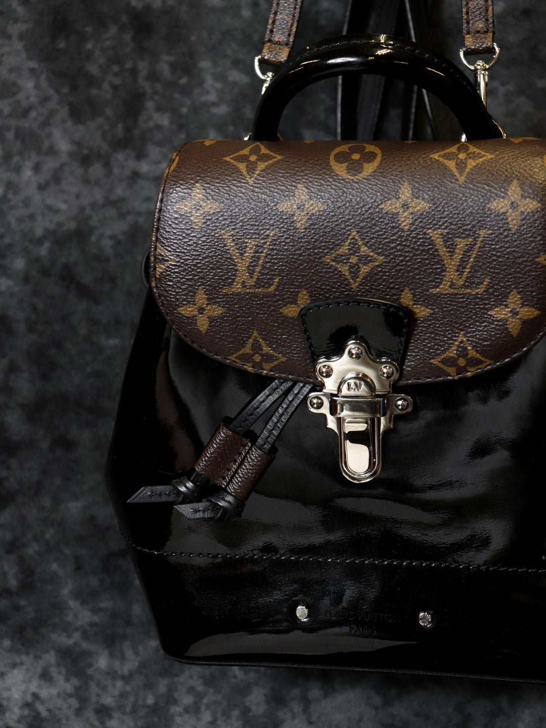 LOUIS VUITTON ルイ・ヴィトン M55769 ホットスプリングス リュック デイパック ハンドバッグ 2way ブラウン ヴェルニ×モノグラム