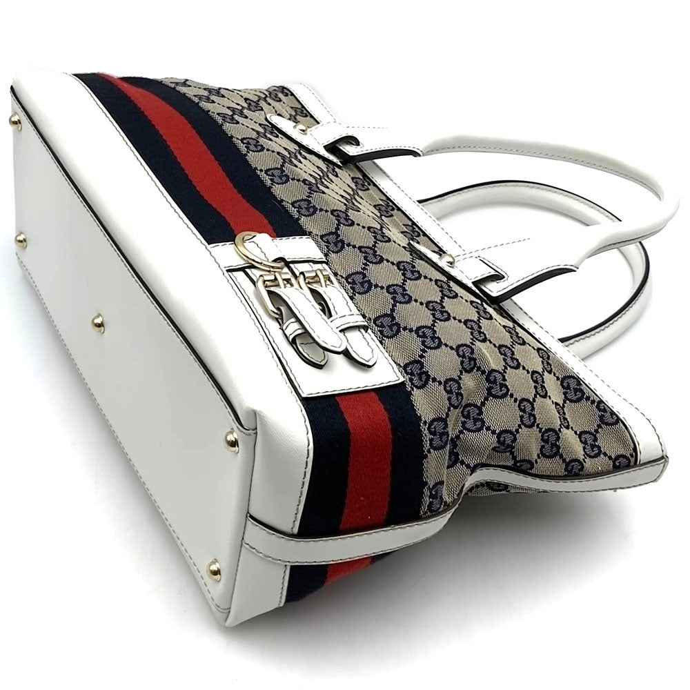GUCCI グッチ 257085 シェリー トートバッグ GGキャンバス レザー ネイビー ホワイト
