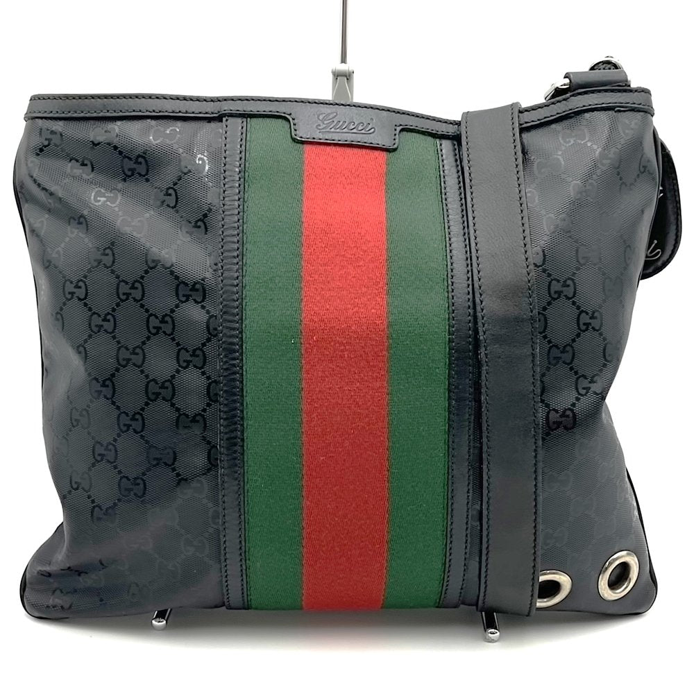 GUCCI グッチ 269379 GGインプリメ フィアット500 コラボ シェリー ショルダーバッグ コーティングキャンバス レザー ブラック