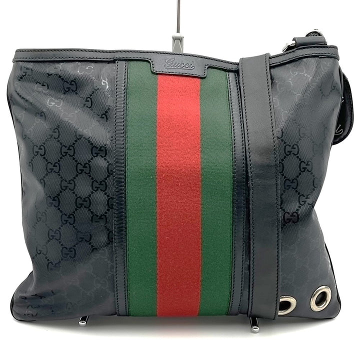 GUCCI グッチ 269379 GGインプリメ フィアット500 コラボ シェリー ショルダーバッグ コーティングキャンバス レザー ブラック