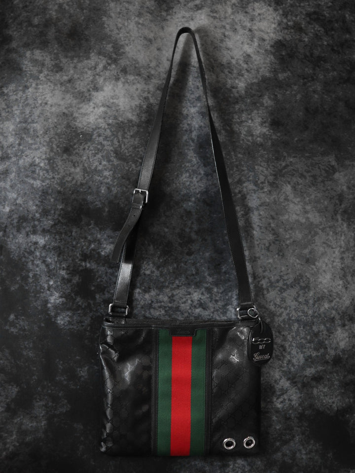 GUCCI グッチ 269379 GGインプリメ フィアット500 コラボ シェリー ショルダーバッグ コーティングキャンバス レザー ブラック
