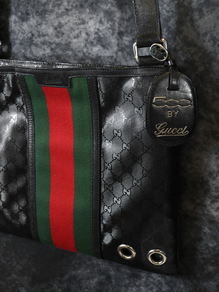 GUCCI グッチ 269379 GGインプリメ フィアット500 コラボ シェリー ショルダーバッグ コーティングキャンバス レザー ブラック