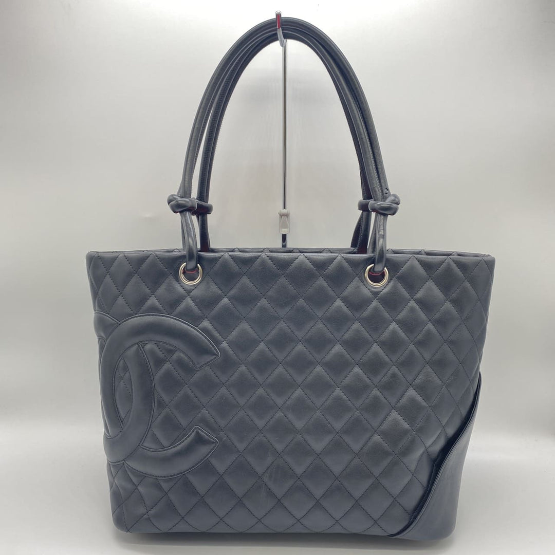 CHANEL シャネル カンボン ラージ トートバッグ ハンドバッグ ショルダーバッグ カーフスキン ブラック ヴィンテージ
