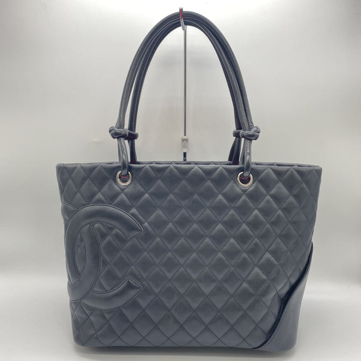 CHANEL シャネル カンボン ラージ トートバッグ ハンドバッグ ショルダーバッグ カーフスキン ブラック ヴィンテージ