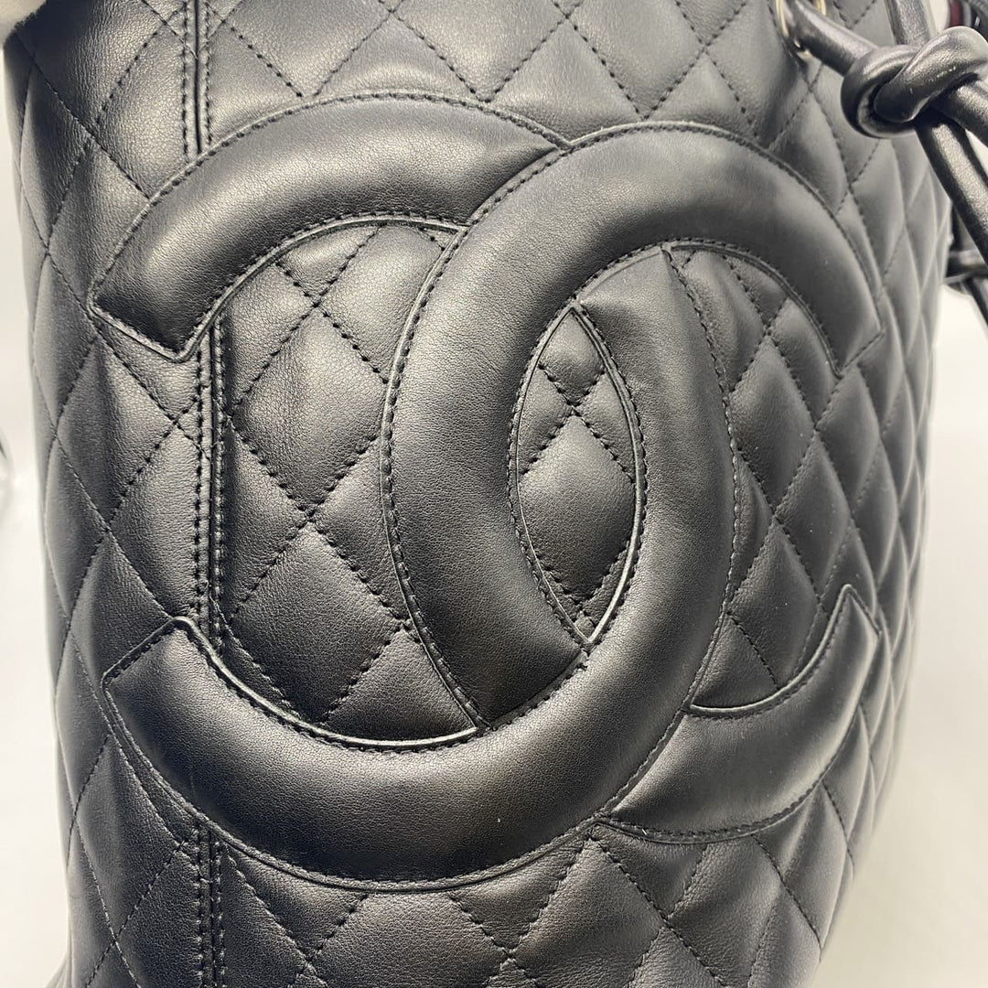 CHANEL シャネル カンボン ラージ トートバッグ ハンドバッグ ショルダーバッグ カーフスキン ブラック ヴィンテージ
