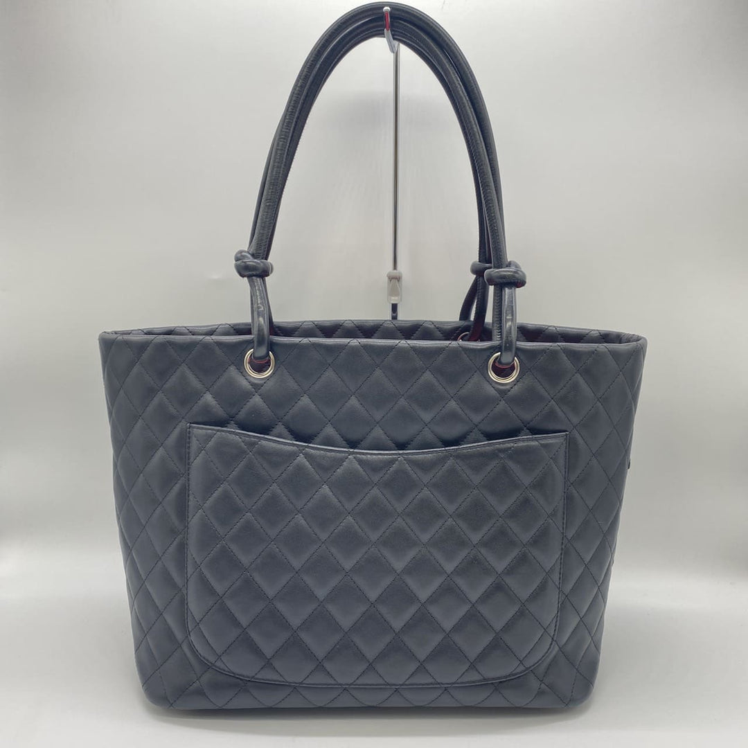 CHANEL シャネル カンボン ラージ トートバッグ ハンドバッグ ショルダーバッグ カーフスキン ブラック ヴィンテージ