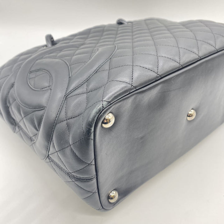 CHANEL シャネル カンボン ラージ トートバッグ ハンドバッグ ショルダーバッグ カーフスキン ブラック ヴィンテージ