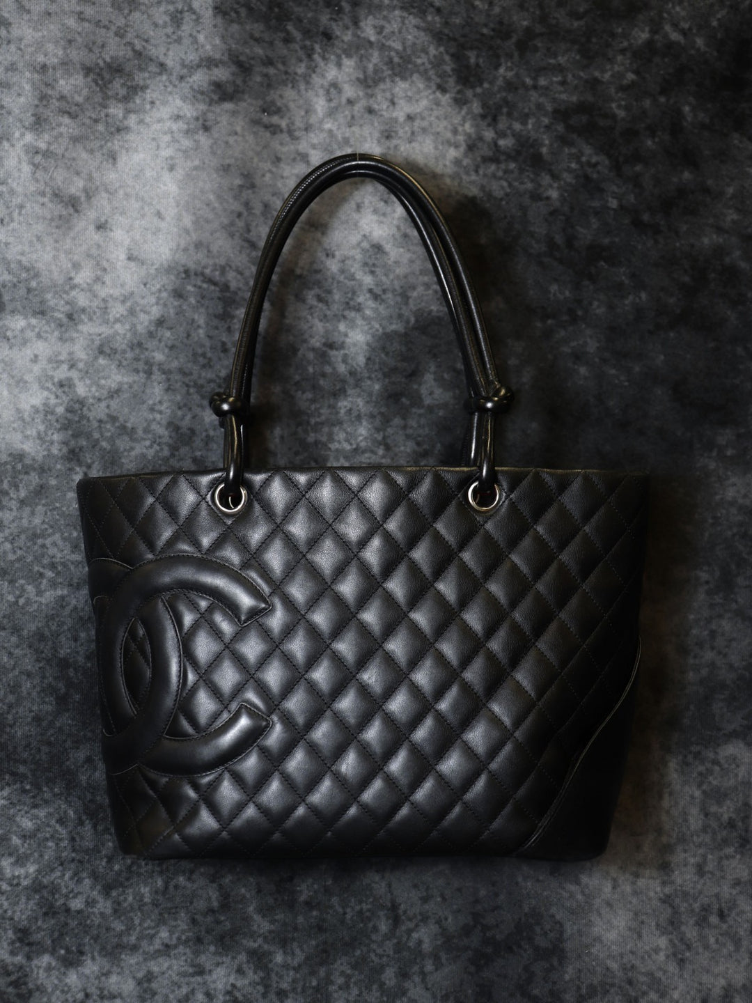 CHANEL シャネル カンボン ラージ トートバッグ ハンドバッグ ショルダーバッグ カーフスキン ブラック ヴィンテージ