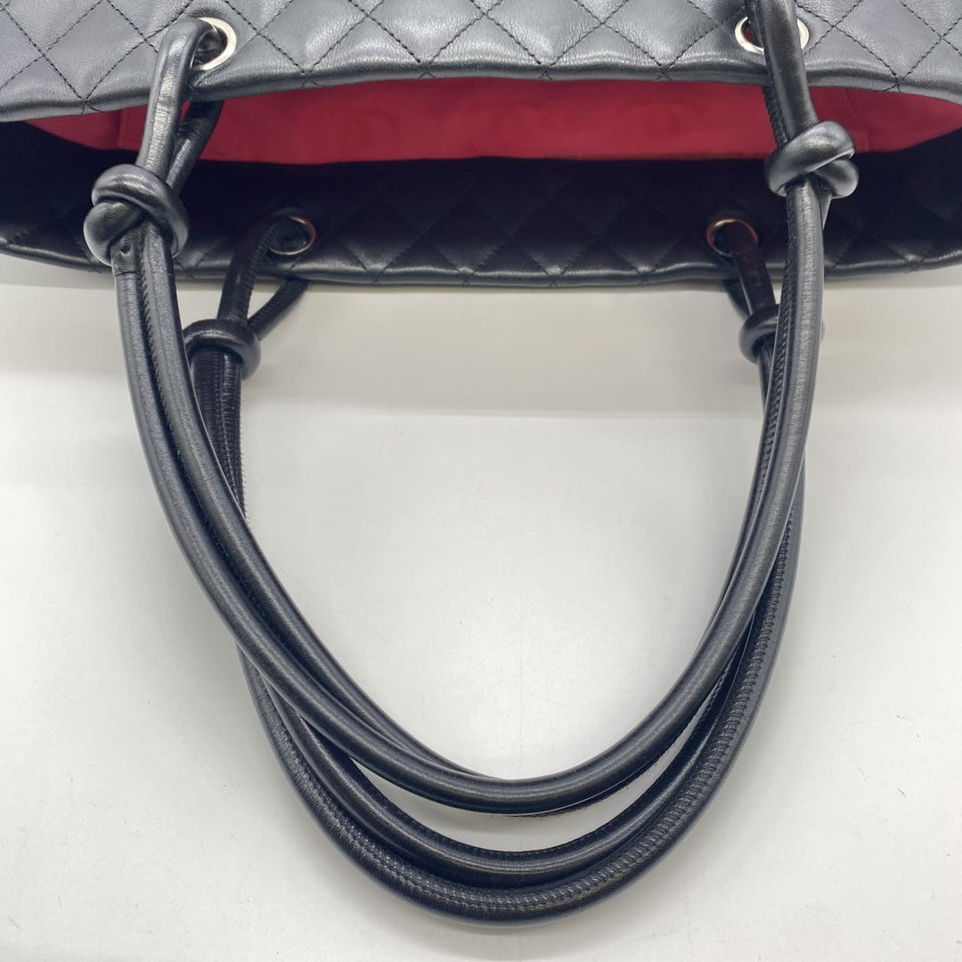 CHANEL シャネル カンボン ラージ トートバッグ ハンドバッグ ショルダーバッグ カーフスキン ブラック ヴィンテージ