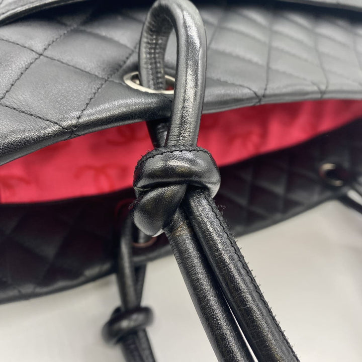 CHANEL シャネル カンボン ラージ トートバッグ ハンドバッグ ショルダーバッグ カーフスキン ブラック ヴィンテージ