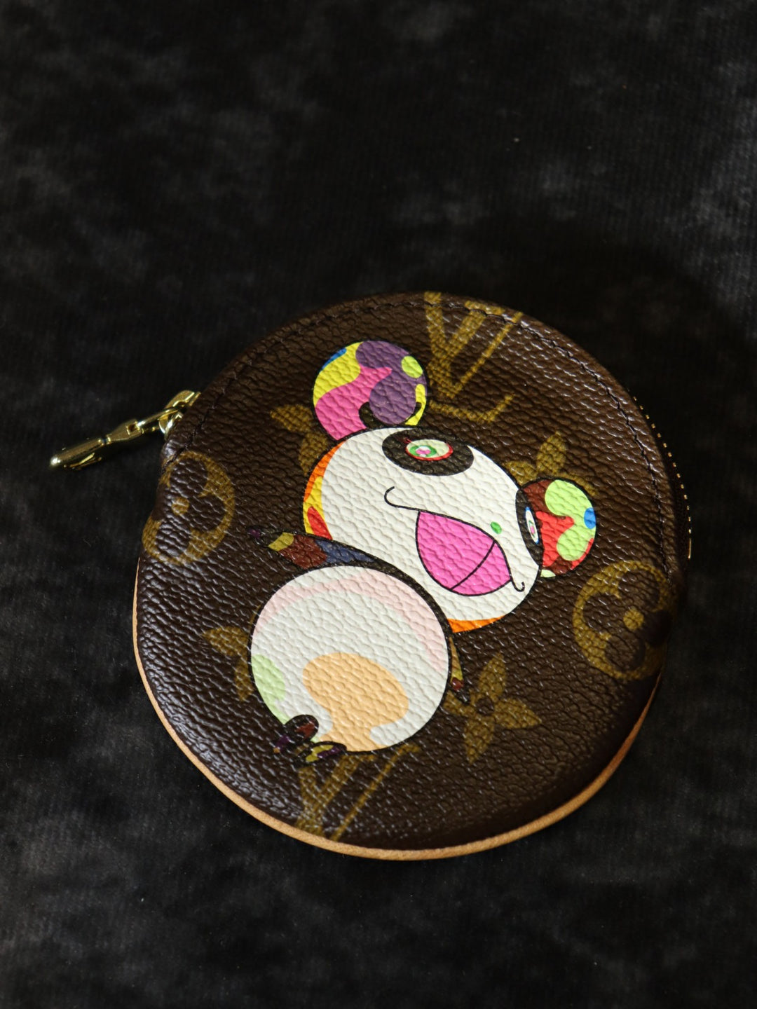 美品 LOUIS VUITTON ルイ・ヴィトン ポルトモネ・ロン M61928 コインケース プティ・パンダ 村上隆 スーパーフラット モノグラムキャンバス ブラウン