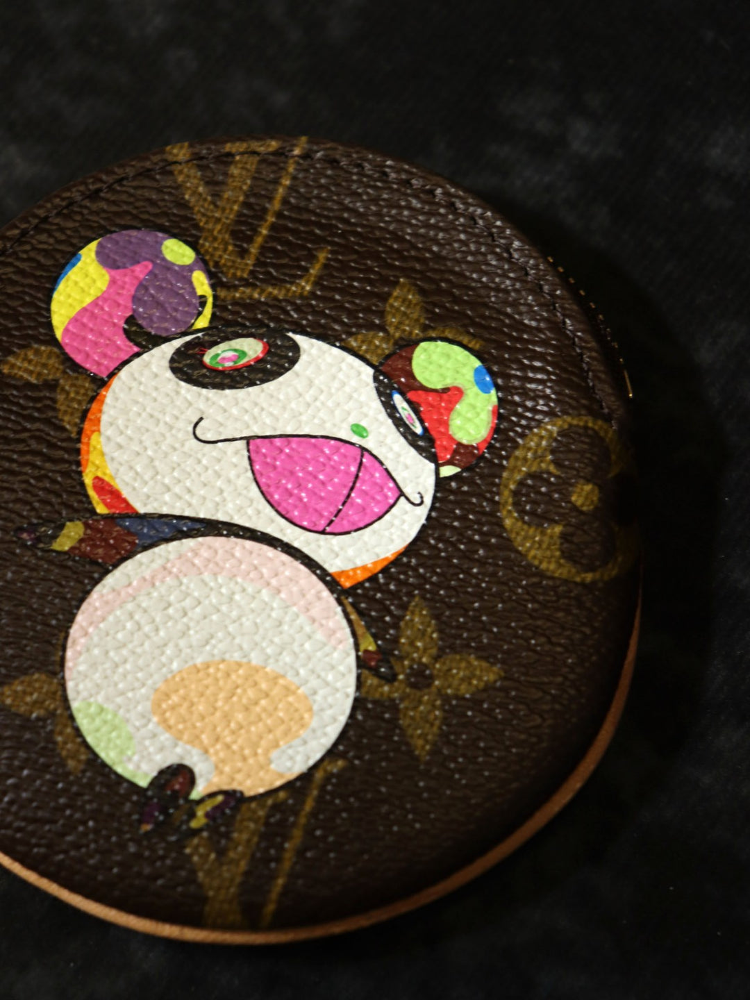 美品 LOUIS VUITTON ルイ・ヴィトン ポルトモネ・ロン M61928 コインケース プティ・パンダ 村上隆 スーパーフラット モノグラムキャンバス ブラウン