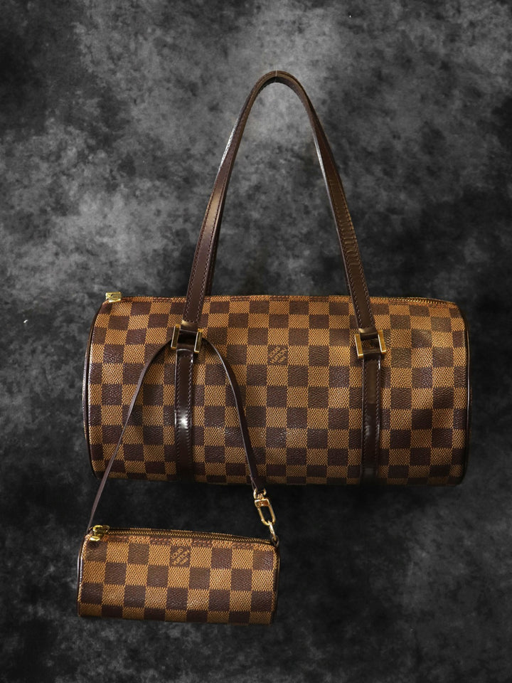 LOUIS VUITTON ルイ・ヴィトン パピヨン30 ポーチ付き MB1023 ハンドバッグ ダミエキャンバス ブラウン