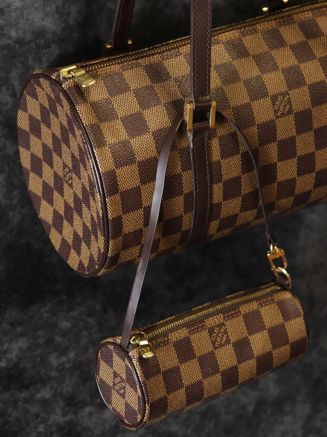 LOUIS VUITTON ルイ・ヴィトン パピヨン30 ポーチ付き MB1023 ハンドバッグ ダミエキャンバス ブラウン