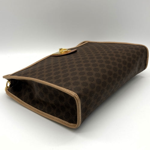 美品 CELINE セリーヌ マカダム クラッチバッグ セカンドバッグ ポーチ ブラウン PVC M13