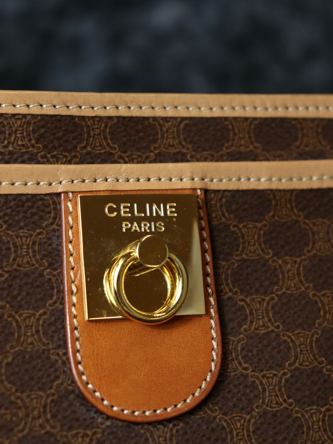 美品 CELINE セリーヌ マカダム クラッチバッグ セカンドバッグ ポーチ ブラウン PVC M13