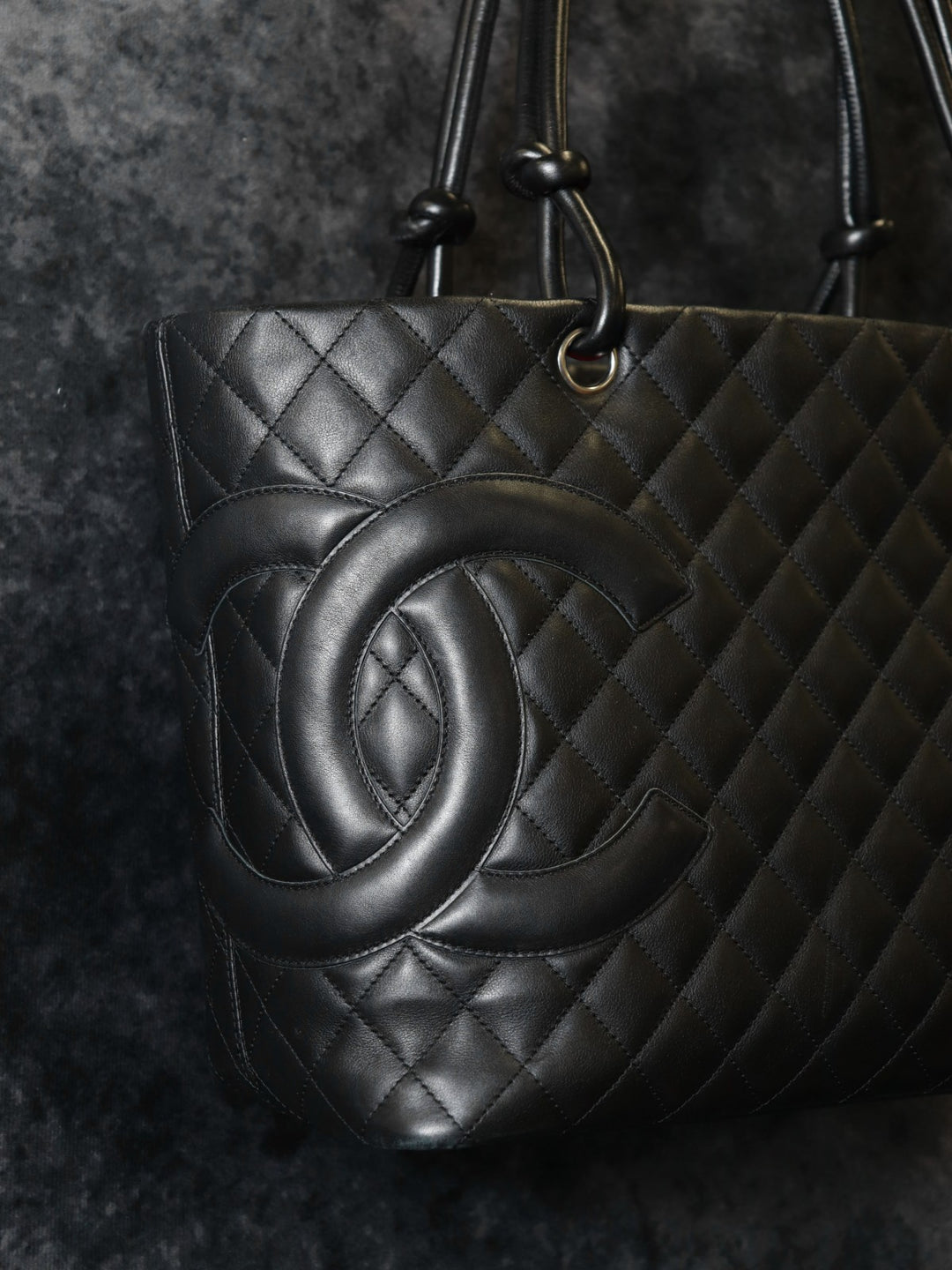 CHANEL シャネル カンボン ラージ トートバッグ ハンドバッグ ショルダーバッグ カーフスキン ブラック ヴィンテージ