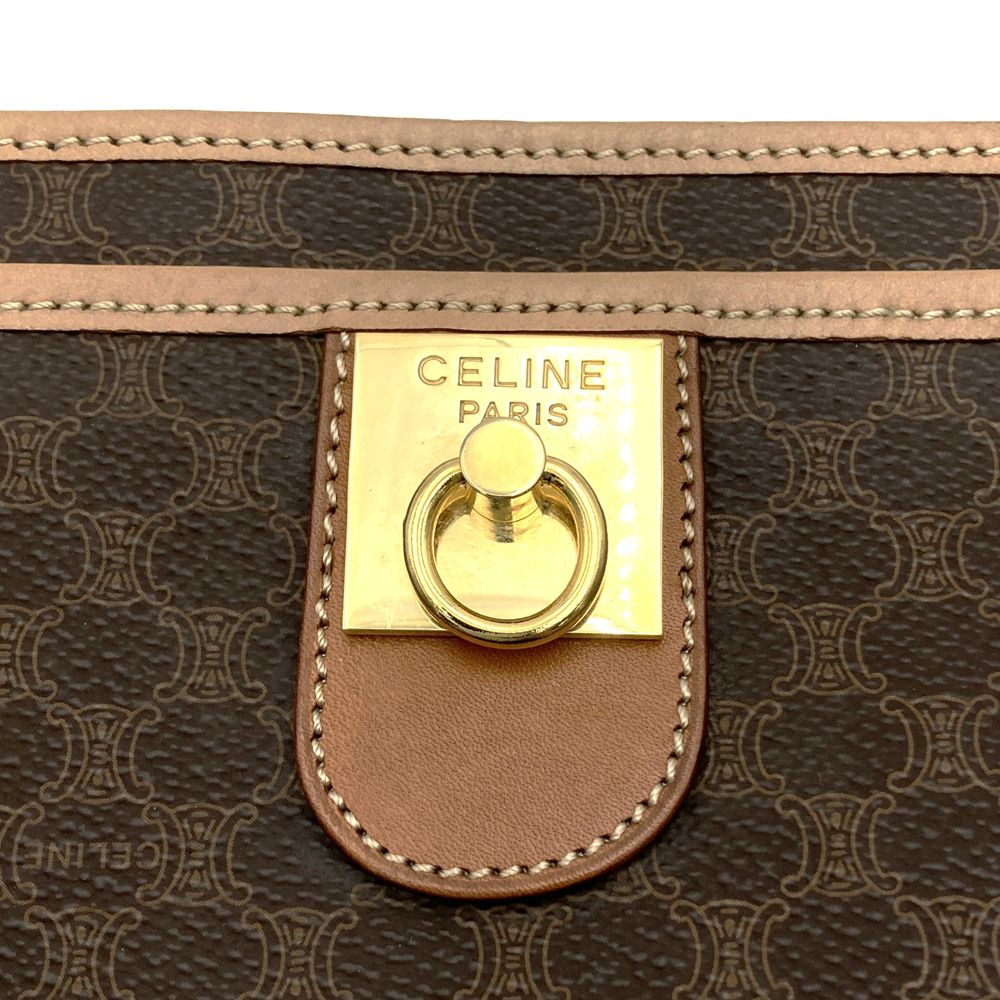 美品 CELINE セリーヌ マカダム クラッチバッグ セカンドバッグ ポーチ ブラウン PVC M13
