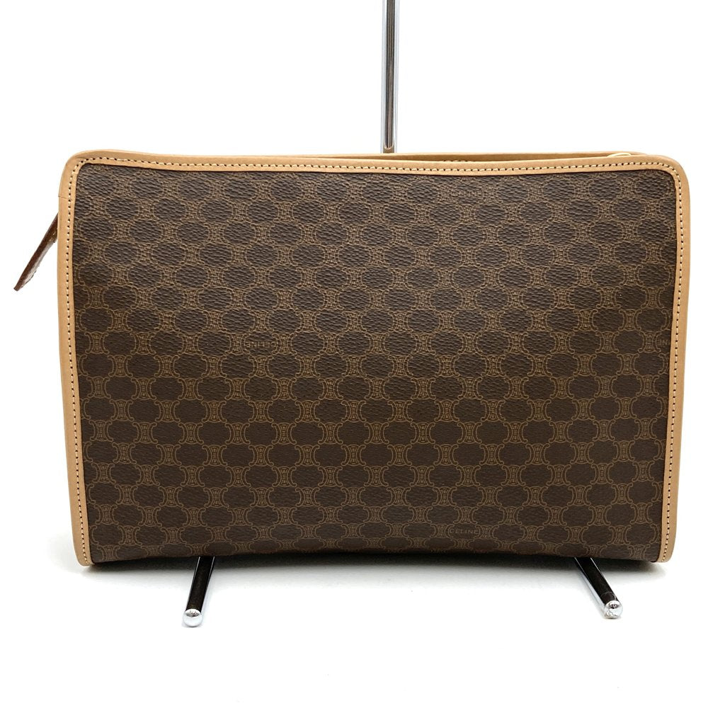 美品 CELINE セリーヌ マカダム クラッチバッグ セカンドバッグ ポーチ ブラウン PVC M13