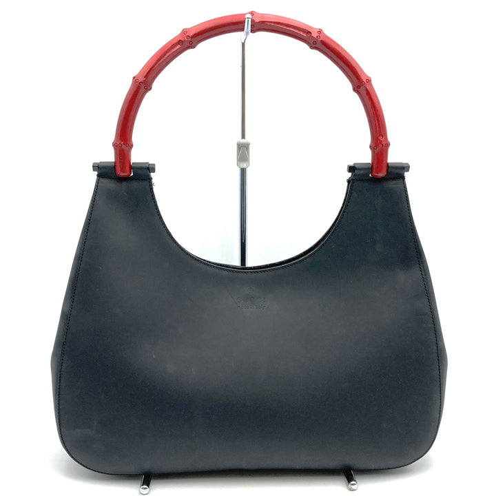 GUCCI グッチ 001 3739 ショルダーバッグ ワンショルダー レザー/バンブー ブラック/レッド 黒赤