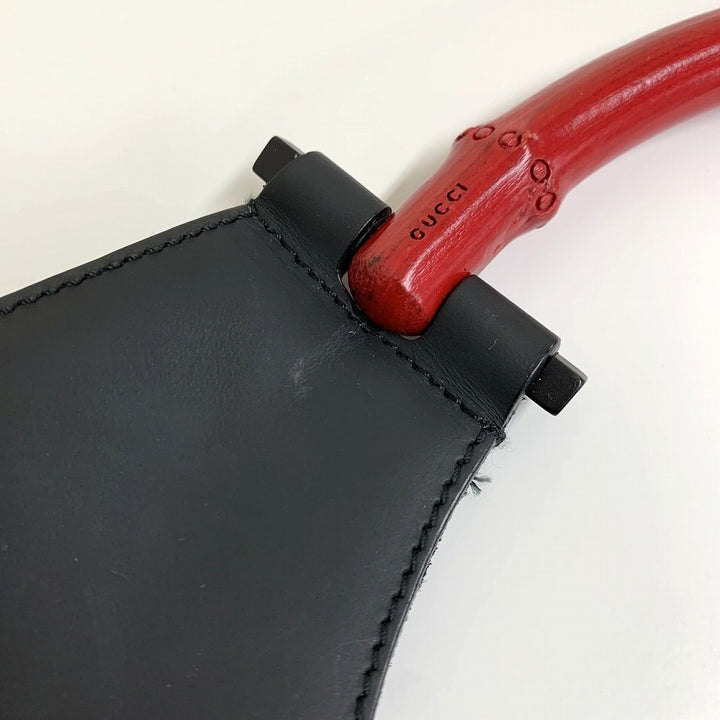 GUCCI グッチ 001 3739 ショルダーバッグ ワンショルダー レザー/バンブー ブラック/レッド 黒赤