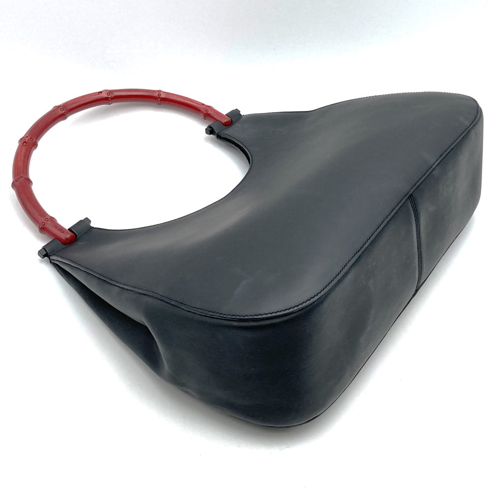 GUCCI グッチ 001 3739 ショルダーバッグ ワンショルダー レザー/バンブー ブラック/レッド 黒赤