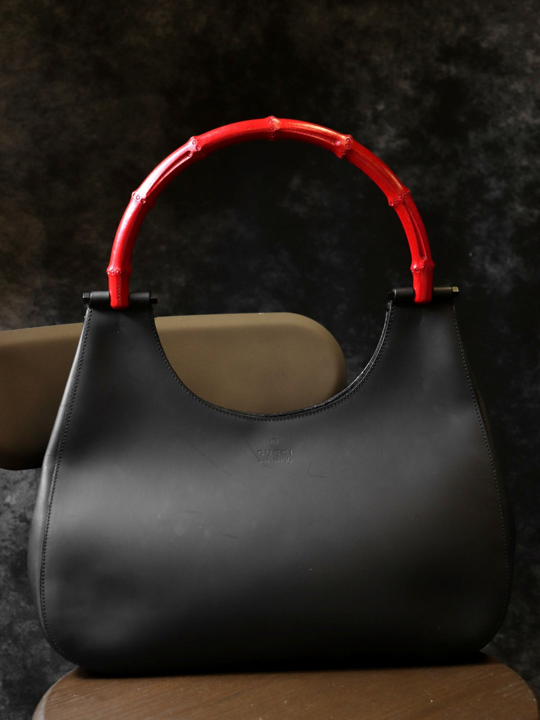 GUCCI グッチ 001 3739 ショルダーバッグ ワンショルダー レザー/バンブー ブラック/レッド 黒赤