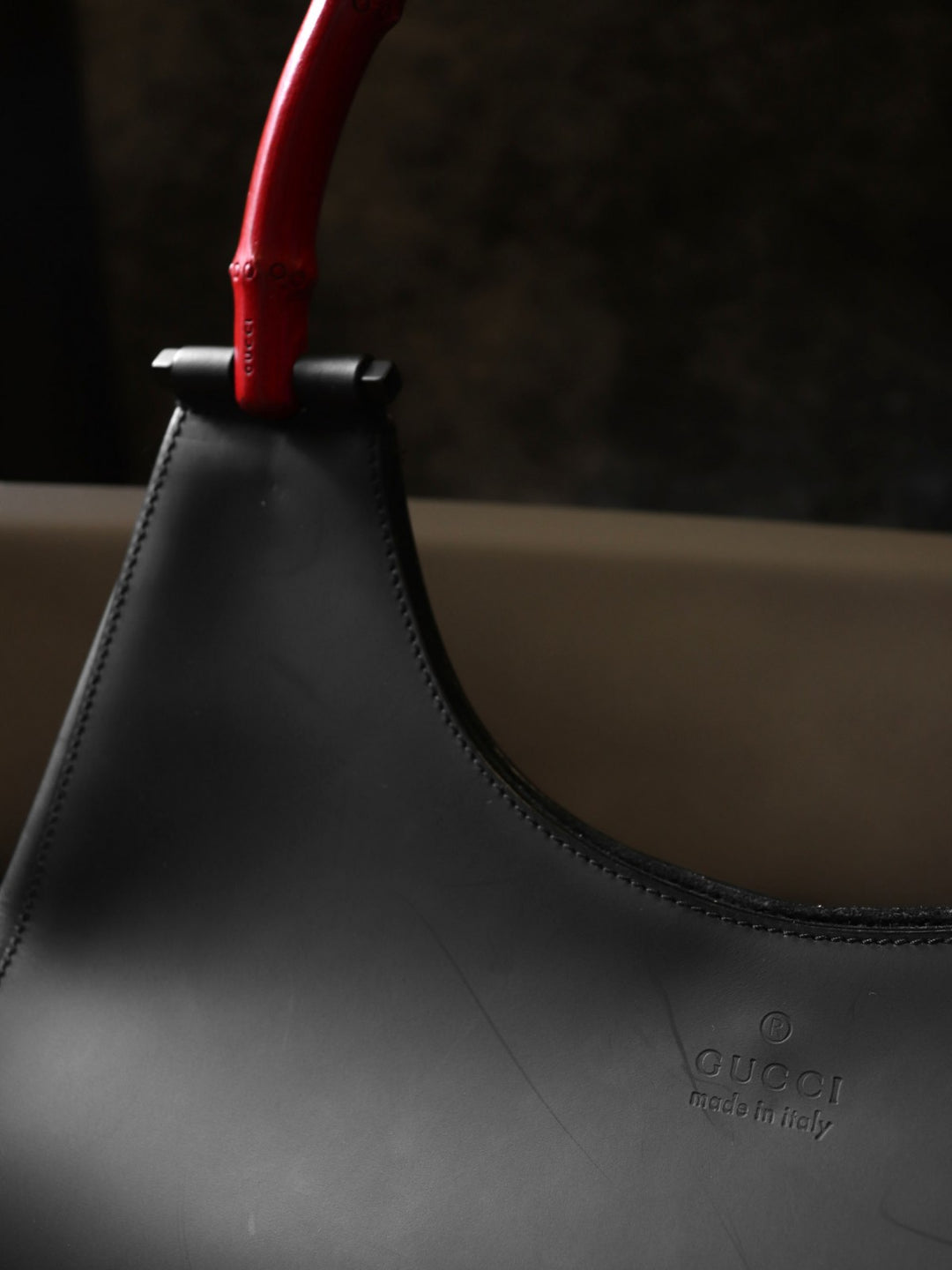GUCCI グッチ 001 3739 ショルダーバッグ ワンショルダー レザー/バンブー ブラック/レッド 黒赤