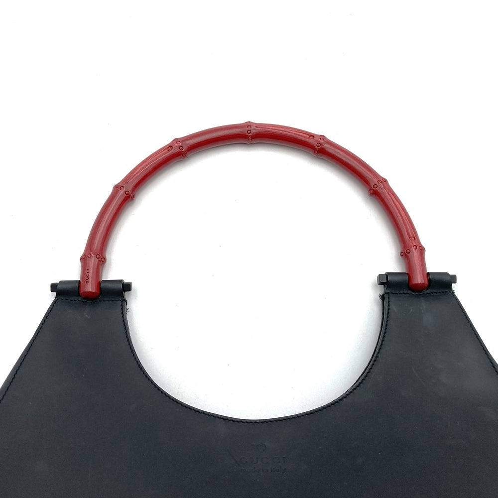 GUCCI グッチ 001 3739 ショルダーバッグ ワンショルダー レザー/バンブー ブラック/レッド 黒赤