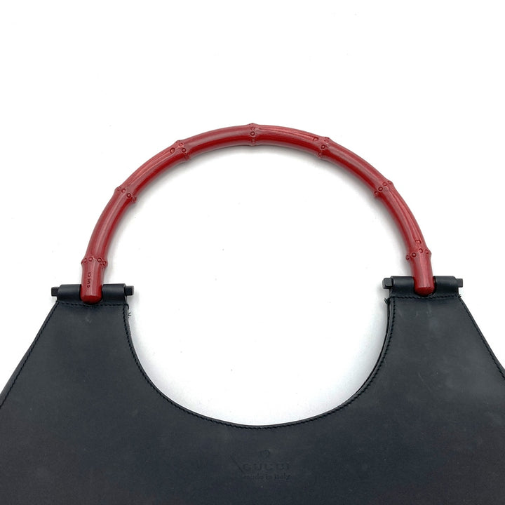 GUCCI グッチ 001 3739 ショルダーバッグ ワンショルダー レザー/バンブー ブラック/レッド 黒赤