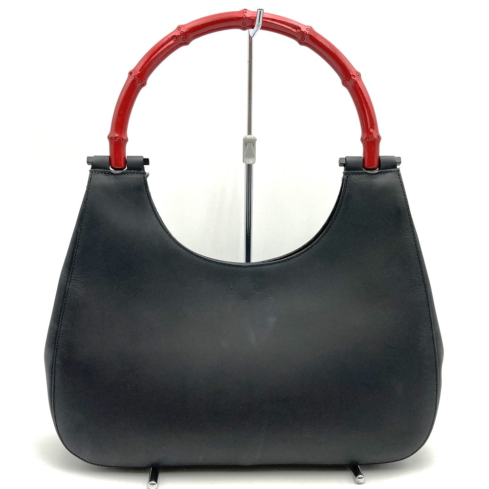GUCCI グッチ 001 3739 ショルダーバッグ ワンショルダー レザー/バンブー ブラック/レッド 黒赤