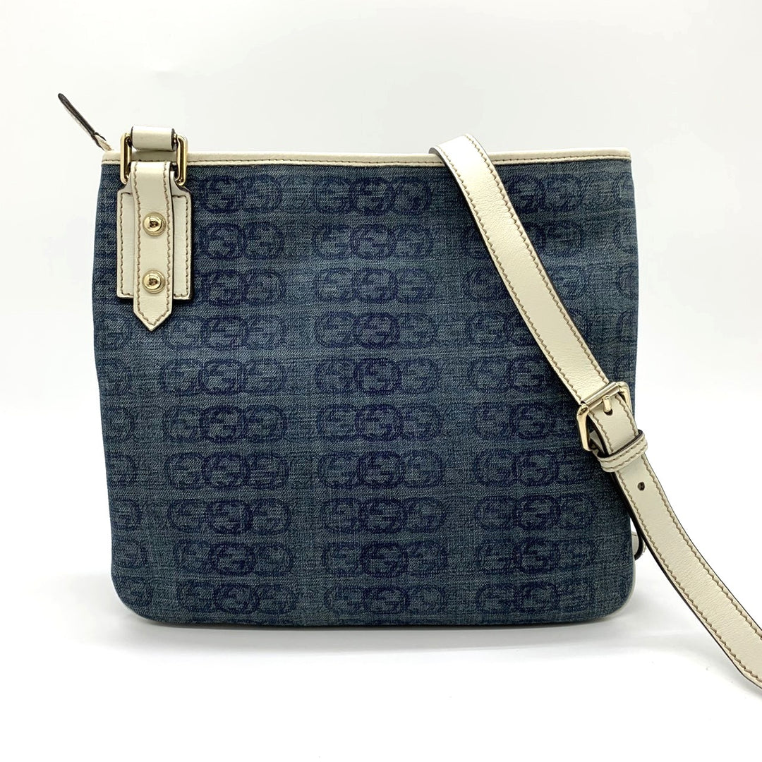 GUCCI グッチ 257246 ショルダーバッグ インターロッキング デニム ブルー ネイビー ホワイト