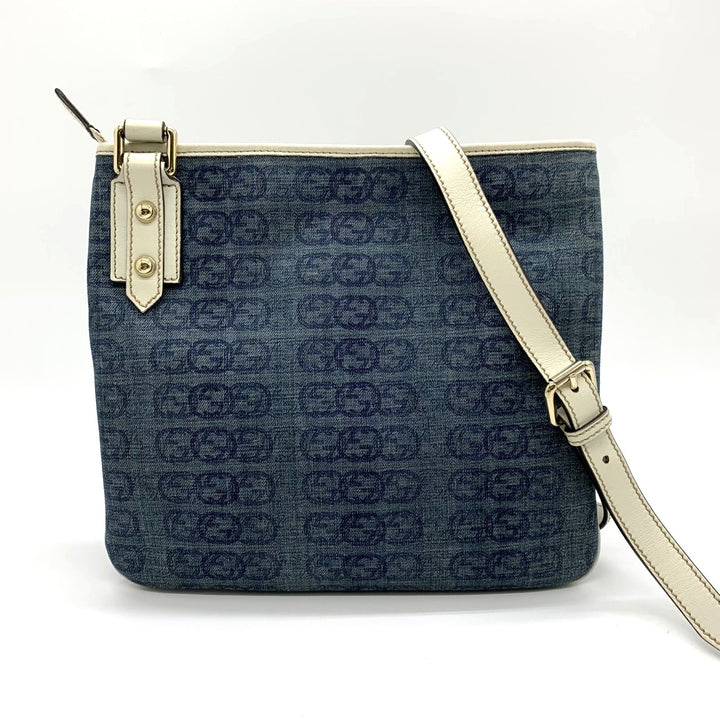 GUCCI グッチ 257246 ショルダーバッグ インターロッキング デニム ブルー ネイビー ホワイト