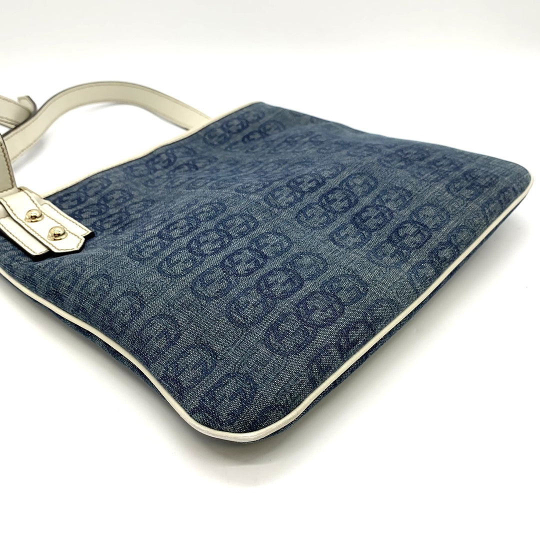 GUCCI グッチ 257246 ショルダーバッグ インターロッキング デニム ブルー ネイビー ホワイト