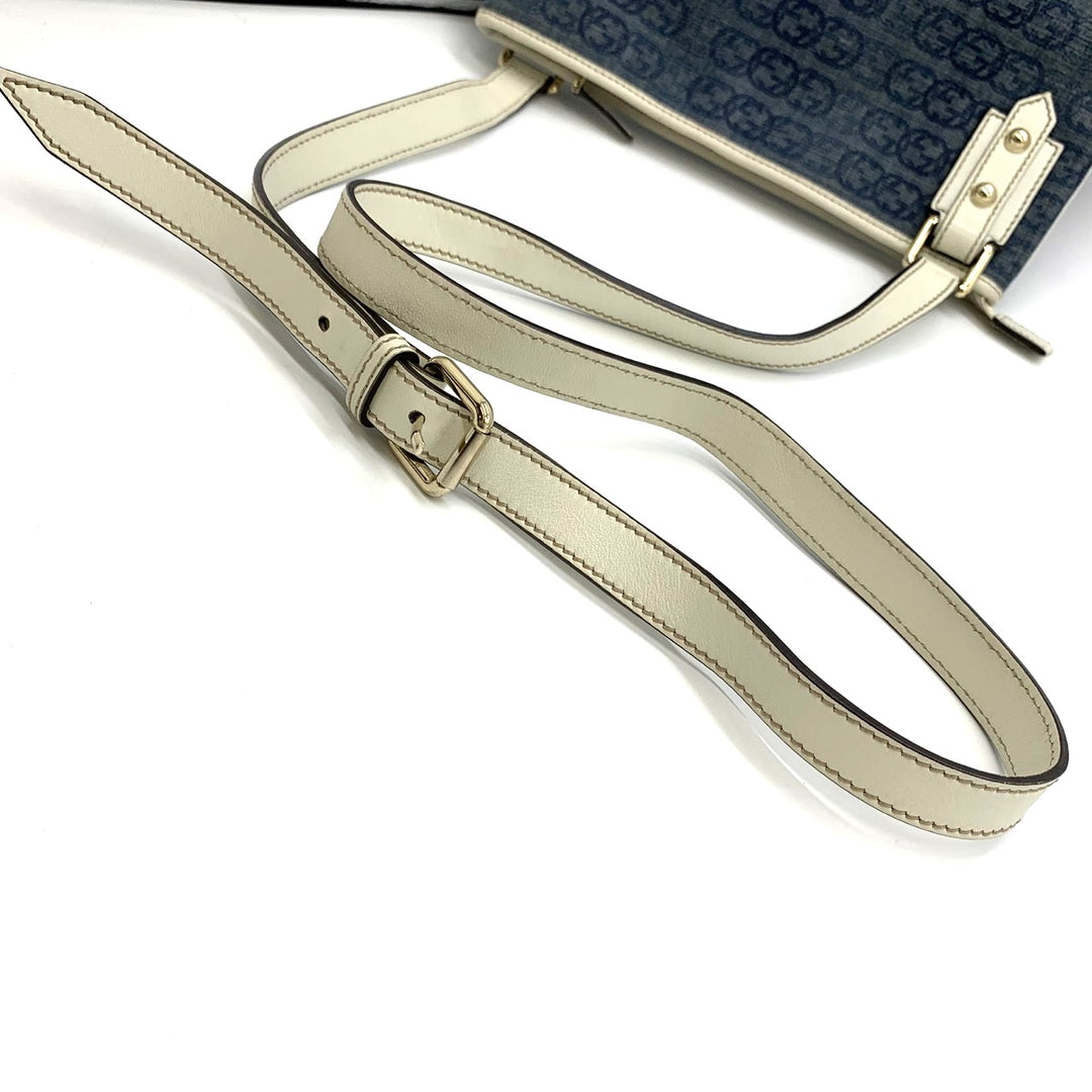 GUCCI グッチ 257246 ショルダーバッグ インターロッキング デニム ブルー ネイビー ホワイト