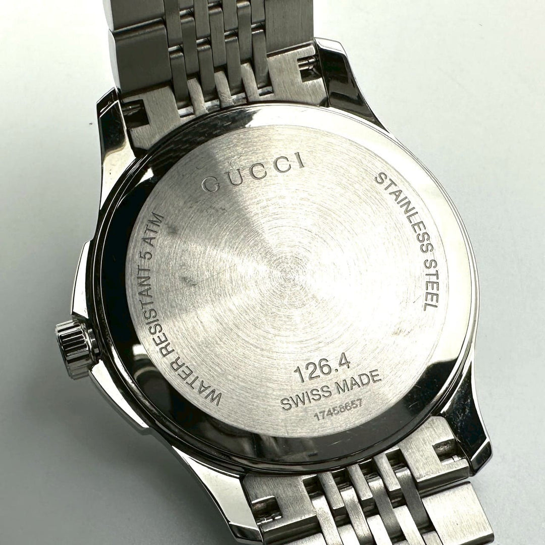 美品 GUCCI グッチ 腕時計 Gタイムレス YA1264107/126.4 デイト SS クォーツ ブラウン ブランド