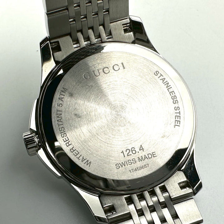 美品 GUCCI グッチ 腕時計 Gタイムレス YA1264107/126.4 デイト SS クォーツ ブラウン ブランド
