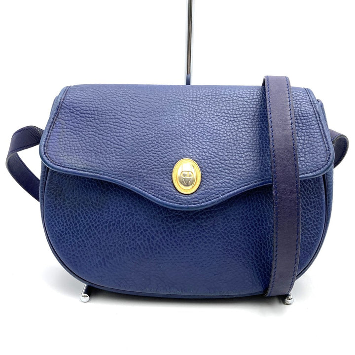Christian Dior ディオール ショルダーバッグ ポシェット ヴィンテージ ネイビー レザー