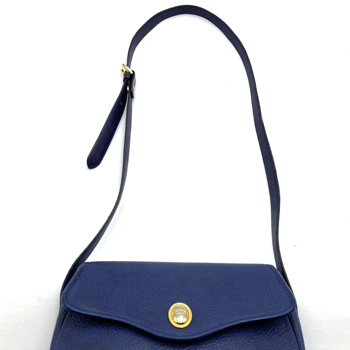 Christian Dior ディオール ショルダーバッグ ポシェット ヴィンテージ ネイビー レザー