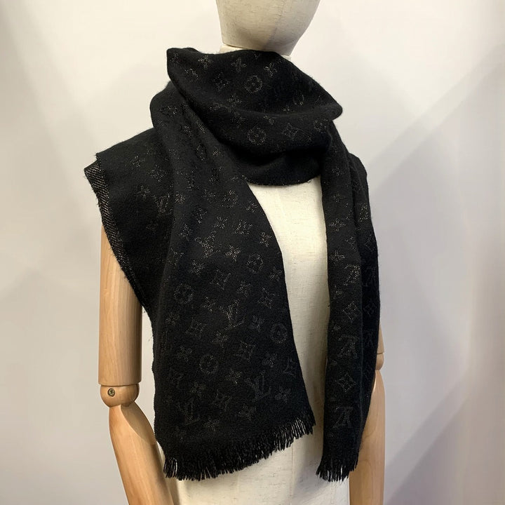 LOUIS VUITTON ルイ・ヴィトン エトール LVタイムレス M70680 マフラー カシミヤ ブラック/ゴールド