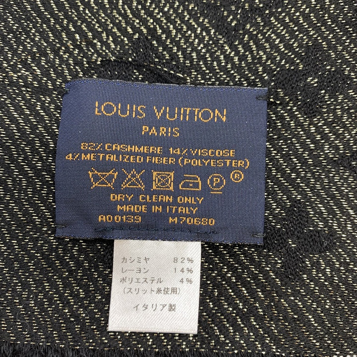 LOUIS VUITTON ルイ・ヴィトン エトール LVタイムレス M70680 マフラー カシミヤ ブラック/ゴールド
