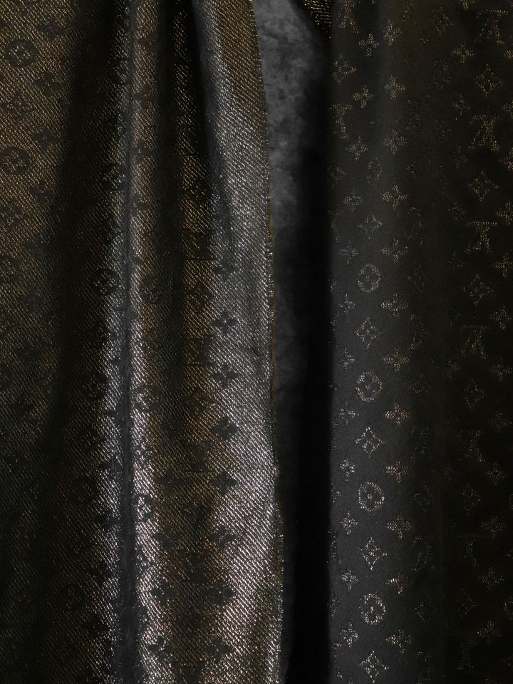 LOUIS VUITTON ルイ・ヴィトン エトール LVタイムレス M70680 マフラー カシミヤ ブラック/ゴールド