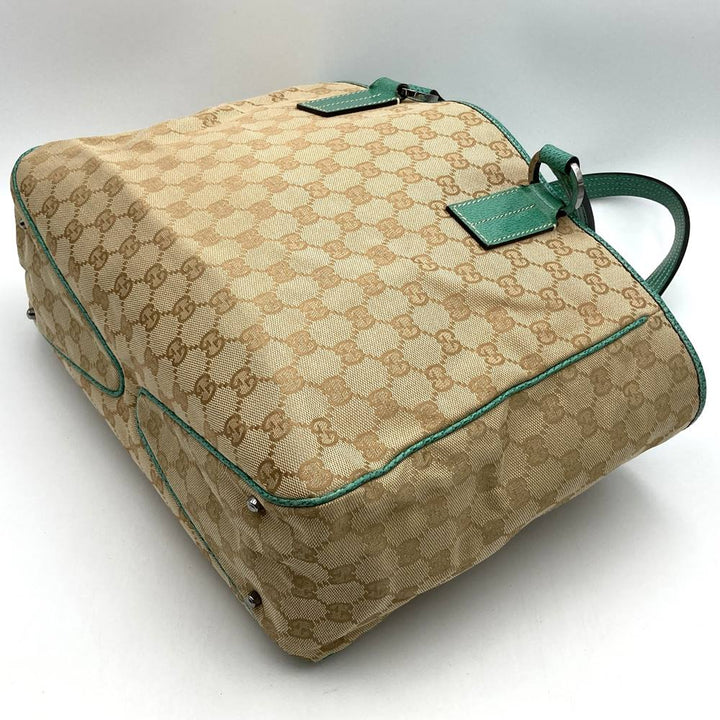 GUCCI グッチ 113017 トートバッグ ショルダーバッグ GGキャンバス/レザー ベージュ ブラウン グリーン
