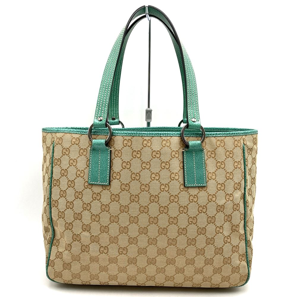 GUCCI グッチ 113017 トートバッグ ショルダーバッグ GGキャンバス/レザー ベージュ ブラウン グリーン