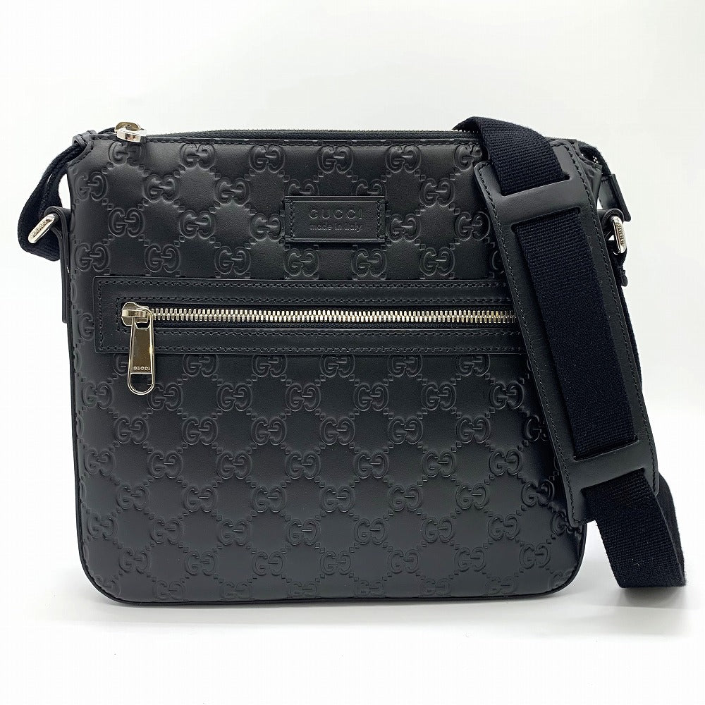 GUCCI グッチ 406410 ショルダーバッグ シマレザー GG柄 ブラック