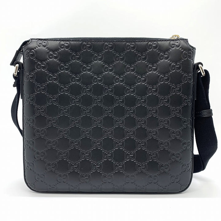 GUCCI グッチ 406410 ショルダーバッグ シマレザー GG柄 ブラック